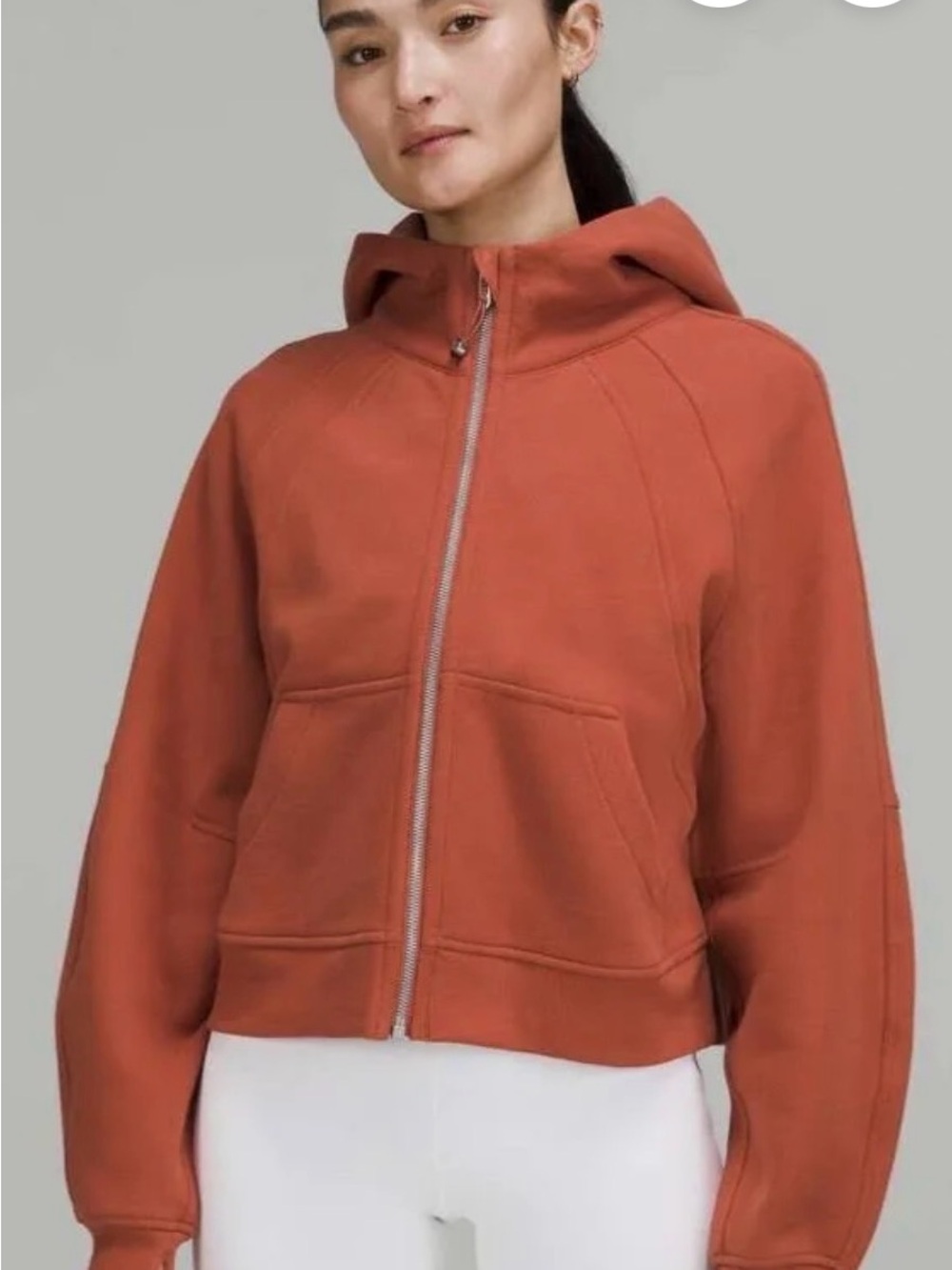 Lululemon Scuba Oversized Full-Zip Hoodie M/L Red Rock Cropped Rust Orange